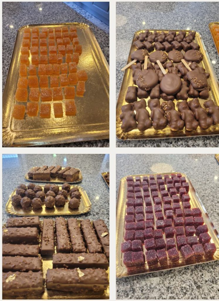 Atelier confiserie, caramel beurre salé, pâte de fruits, rochers pralinés, barres chocolatées